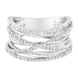 .925 Sterling Silver 1/4 Cttw Prong Set Round-Cut Diamond Bypass Ring (I-J Color, I1-I2 Clarity) - Size 7
