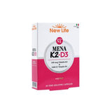 New Life Mena K2+D3 Vitamin : , High Absorption, 100 mcg K2 & 1000 IU D3, Gluten & Soy-Free