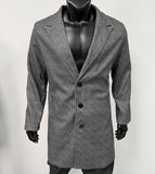 Mens Single-breasted Mid-length Wool Coat