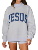 Printed Letter Crewneck Long-Sleeve Loose-Fit Versatile Sweatshirt