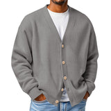 Mens Casual Loose-fit Long-sleeve Knitted Cardigan