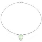10.77 Carat Genuine Prehnite And White Topaz .925 Sterling Silver Pendant