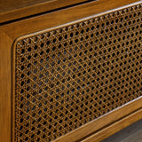 59 Inch Mid Century Modern Rattan TV Stand