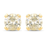 0.98 Carat Genuine LB Diamond 14K Yellow Gold Earrings