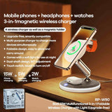 Multifunctional Wireless Desktop W90 3-in-1 Charger With Light