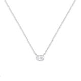 IGI Certified 14k White Gold 1/2 cttw Lab Grown Oval Shape Solitaire Diamond East West 18" Pendant Necklace (E-F Color, VS1-VS2 Clarity)