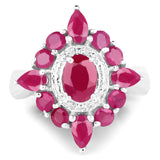3.04 Carat Glass Filled Ruby .925 Sterling Silver Ring