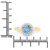 1.03 Carat Genuine Blue Sapphire and White Diamond 14K Yellow Gold Ring
