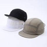 Men's And Women's Identical Simple Quick-drying Water-resistant Mesh Drawstring Design Street Trendy Short Brim Baseball Cap Suitable For Going Out For Photos And Daily Skateboarding Use