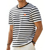 Men's Loose-fit Retro Simple Casual Crew-neck Short-sleeve T-shirt