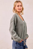BiBi Washed Sweater V Neck Cardigan
