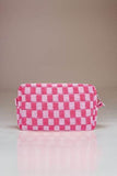 Zenana Checkered Pattern Knitted Cosmetic Pouch