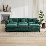 Cloud 3 Seats Sofa (Ottoman is not included) Chenille Fabric in Green
