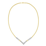 14K Yellow and White Gold 2.0 Cttw Princess Cut Diamond Flared and X-Station V Shaped 18â€ Franco Chain Statement Necklace (H-I Color, SI2-I1 Clarity)