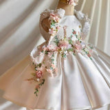 Retro Sweet Floral Birthday Dress Princess Gown