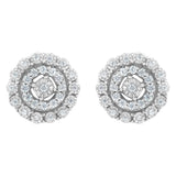 10KT White Gold 1/2 cttw Double Halo Brilliant Round-Cut Diamond Stud Earrings (I-J Clarity, I2-I3 Color)