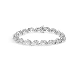 14K White Gold 2.00 Cttw Diamond Cluster and Spiral Link Bracelet (I-J Color, I1-I2 Clarity) - 7"