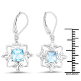 5.30 Carat Genuine Swiss Blue Topaz .925 Sterling Silver Earrings