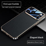 Genuine Leather Litchi-pattern Fully Wrapped Drop-proof Phone Case