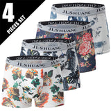 4-Pack Mens Fashionable Boxer Briefs With Floral Print