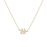 10K Yellow Gold 1/10 Cttw Diamond Leaf and Branch 18" Pendant Necklace (H-I Color, I1-I2 Clarity)