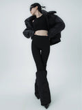 Black Down-filled Thick Warm Wide-leg Leg Warmers
