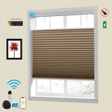 Raised Flag Day-Night Shade With Remote Control And Solar Panel-Full Blackout Motorized Shades For Home And Office-Cordless Organ Shade-Cordless Cellular Shade-Khaki