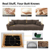 102.4 'Plush Corduroy 4-Seat Sofa,Modern Comfy Upholstered Sofa Cloud Couch,Deep Seat Couches with Soft Pillows and Movable Ottoman,Convertible Sofa Lounge Chair,for Living Room,Apartment,Office,Camel