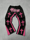 Retro Letter Print Mens Loose Casual Pants