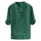 Mens Short-sleeved Loose-fit Linen Shirt