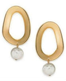 Alfani Gold-Tone Link and Imitation Pearl Drop Earrings