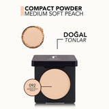Flormar Compact Powder 092 Medium Soft Peach - Matte Finish, High Coverage Makeup for Natural Look