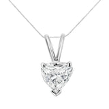 14K White Gold 1/5 Cttw 3-Prong Set Heart Shaped Solitaire Lab Grown Diamond 18" Pendant Necklace (F-G Color, VS2-SI1 Clarity)