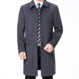 Mens Casual Long Wool Coat