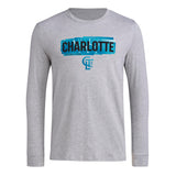 adidas Mens Long Sleeve Pre-Game T-Shirt Medium Grey Heather/Charlotte Fc Small