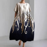 3D Digital-Print Short-Sleeve Casual Dress