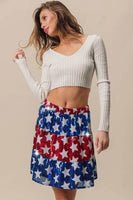 BiBi American Flag Theme Star Sequin Tiered Skirt