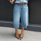 Loose-fitting Straight-leg Cropped Plus-size Pants