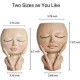 Face Flower Pot Head Planter Pot Succulent Planter Cute Closed Eyes