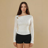 New Womens Versatile Long-sleeve Top With An Irregular Sheer Design