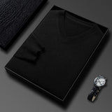 Mens Casual Slim-fit V-neck Solid-color Bottoming Top