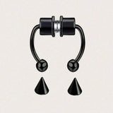 Fake Piercing Magnetic Nose Ring Hoop Septum Non Piercing Nose Clip Rock Hip Hoop Stainless Steel Punk Body Jewelry