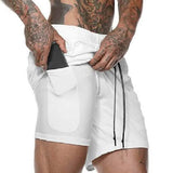 Fashion Men Elastic Waist Sports Shorts with Phone Pocket