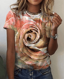 Fashion Women Blouse 2023 Sexy Tops For Woman 3D Rose Printing Short Sleeve Tees Female T-shirts Plus Sized Women's Y2k Clothes