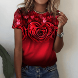 Fashion Women Blouse 2023 Sexy Tops For Woman 3D Rose Printing Short Sleeve Tees Female T-shirts Plus Sized Women's Y2k Clothes