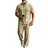 Mens Casual Short-Sleeve Shirt And Pants Set