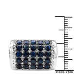 3.51 Carat Genuine Blue Sapphire & White Diamond .925 Sterling Silver Ring