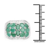 2.20 Carat Genuine Emerald & White Topaz .925 Sterling Silver Ring