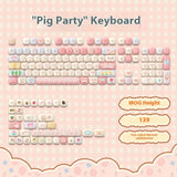 Sublimation Cute Cartoon Pig Party Theme Height Keycap Full Set