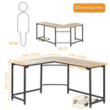 Elephance L-shaped Corner Computer Desk Workstation Wood andMetal Large Size
